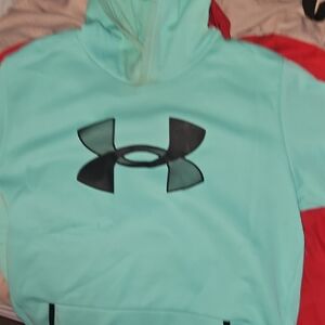 Under Armour Aqua Hoodie with Black Emblem